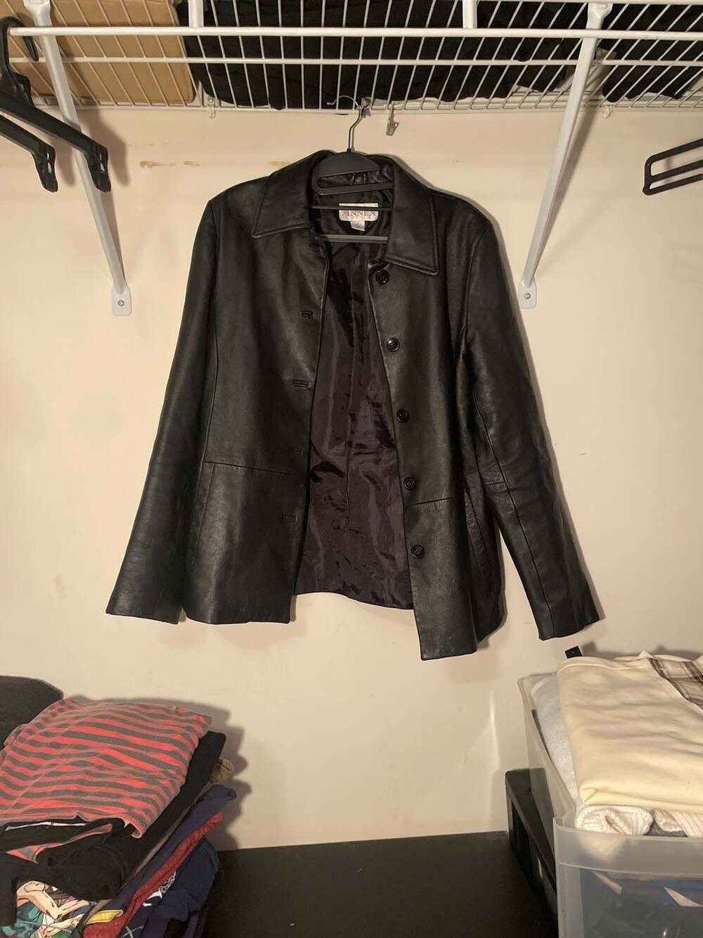 Vintage Casual Corner Annex Black Genuine Leather 5-Button Jacket Size Medium